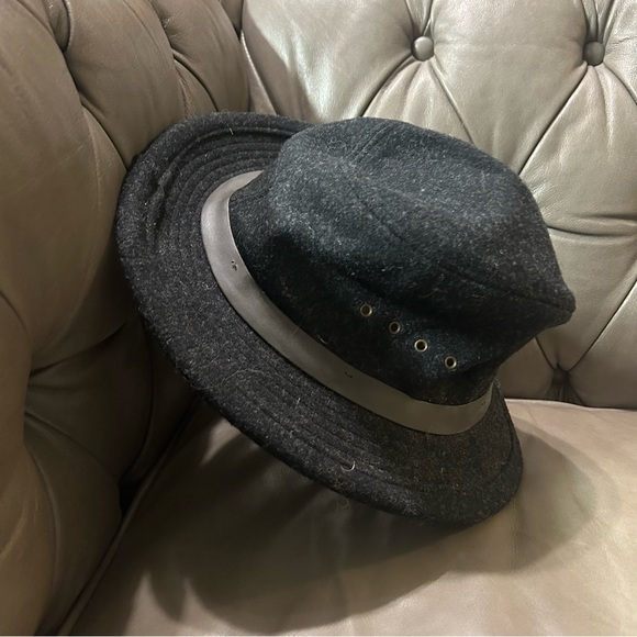 FILSON LEATHER WOOL PACKER HAT size Large L unisex men’s Charcoal Grey - Picture 1 of 9